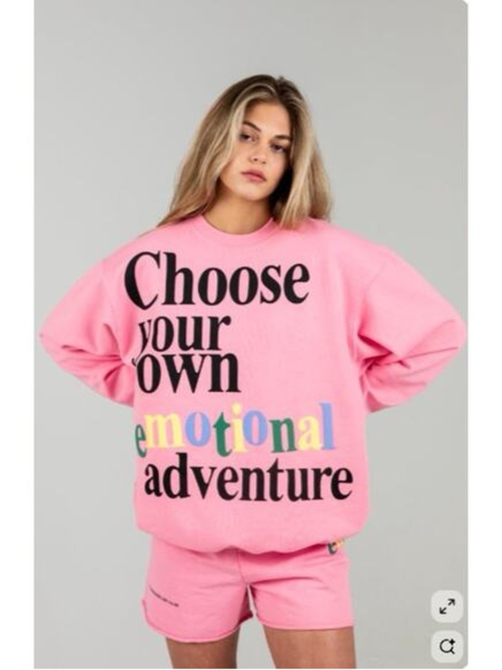Pink Graphic Crewneck Sweatshirt - Choose Your Own Emotional Adventure